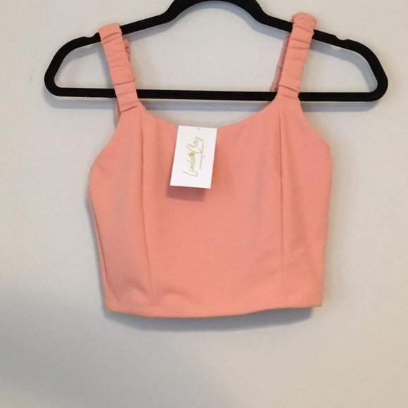 Women's Shes A Keeper Sleeveless Ruched Tan Strap Crop Top Size S - Picture 1 of 3